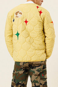 Yellow Planet Earth Quilted Liner Jacket