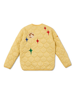 Yellow Planet Earth Quilted Liner Jacket