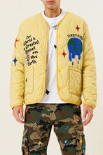 Yellow Planet Earth Quilted Liner Jacket