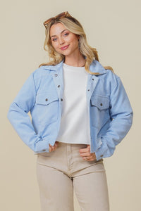 Sky Blue Zoey Distressed Corduroy Distressed Jacket