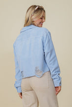 Sky Blue Zoey Distressed Corduroy Distressed Jacket