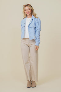 Sky Blue Zoey Distressed Corduroy Distressed Jacket