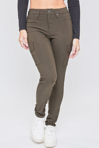 Dark Olive Junior Hyperstretch 1-Button Skinny Cargo