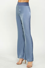 Gray Blue Waist Band Satin Pants