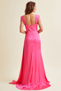 Fuchsia Off Shoulder Sweetheart Sheath Dress