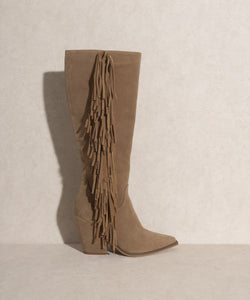 Khaki OASIS SOCIETY OUT WEST - Knee-High Fringe Boots