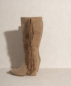 Khaki OASIS SOCIETY OUT WEST - Knee-High Fringe Boots