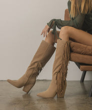 Khaki OASIS SOCIETY OUT WEST - Knee-High Fringe Boots