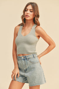 Sage V-Neck Knit Top