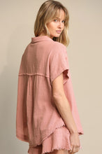 Dusty Rose Raw Edge and Dolman Sleeve Popover Top