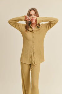 Lemon Grass Textured Fabric Buttondown Shirts