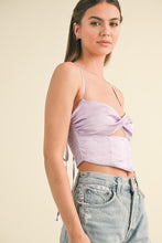 Lavender Front Twist Spaghetti Strap Top With Smocking