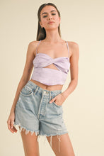 Lavender Front Twist Spaghetti Strap Top With Smocking