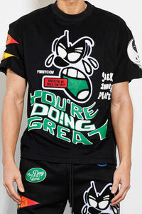 Black Spring Break Chenile Patch Graphic Tee