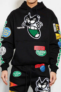 Black Spring Break Chenile Patch Graphic Hoodie