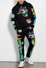 Black Spring Break Chenile Patch Graphic Jogger