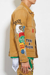 Wheat Spring Break Hand Drawing Workwear Jacket