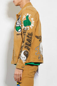 Wheat Spring Break Hand Drawing Workwear Jacket