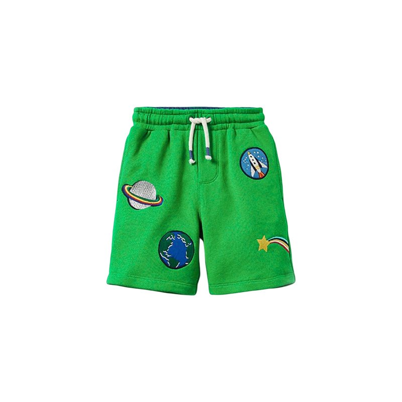 Green Boy's Outer Space Embroidered Shorts