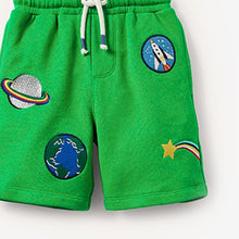 Green Boy's Outer Space Embroidered Shorts