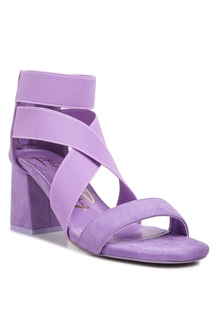 Yellow & Purple Block Heel Strappy Sandals | House of Kara