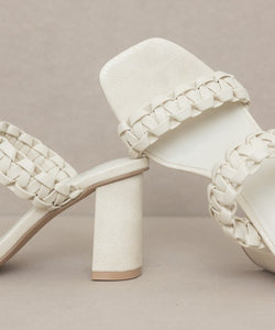 White Oasis Society Heidi - Braided Band Sandal Heel