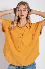 Golden Raw Edge and Dolman Sleeve Popover Top