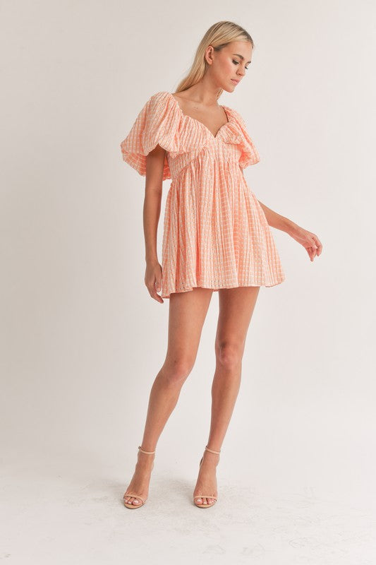 Sweetheart Neck Puff Sleeve A-line Dress