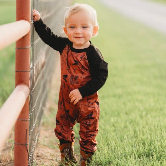 Infant Long Sleeve Indian Print Romper