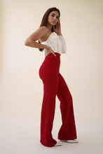 Red High Waisted Pintuck Dress Pants