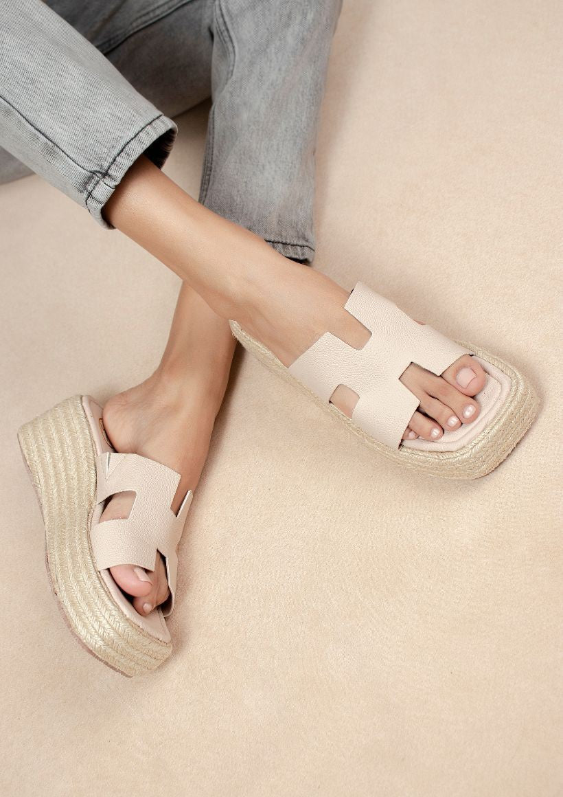 Nude Wedge Sandals Aquarius Brand