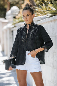 Black Crochet Lace Top