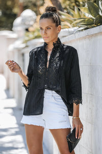 Black Crochet Lace Top