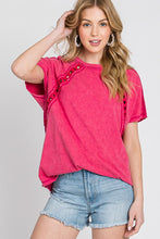 Red Mineral Wash Trim Short Sleeve Shirt