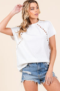 White Mineral Wash Trim Short Sleeve Shirt