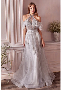 Silver Anastasia Feather Gown