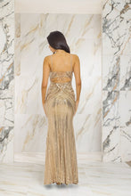 Gold Sleeveless Maxi Dress Featuring Right Leg Slit
