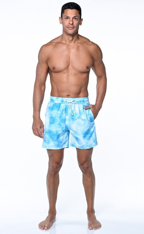 Teal Swimming Trunk Board Shorts Elastic