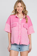 Pink Mineral Wash Button Down Cotton Gauze Top