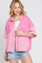 Pink Mineral Wash Button Down Cotton Gauze Top