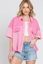 Pink Mineral Wash Button Down Cotton Gauze Top