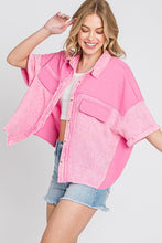 Pink Mineral Wash Button Down Cotton Gauze Top