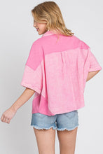 Pink Mineral Wash Button Down Cotton Gauze Top