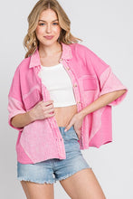 Pink Mineral Wash Button Down Cotton Gauze Top