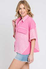 Pink Mineral Wash Button Down Cotton Gauze Top