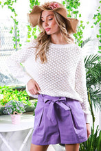 Cream Round Neck Long Sleeve Crochet Sweater Top