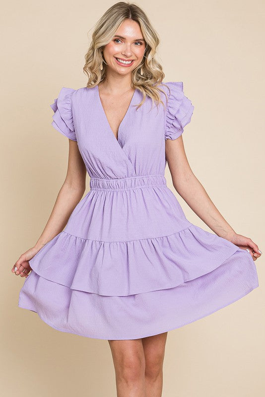 Tiered wrap outlet dress