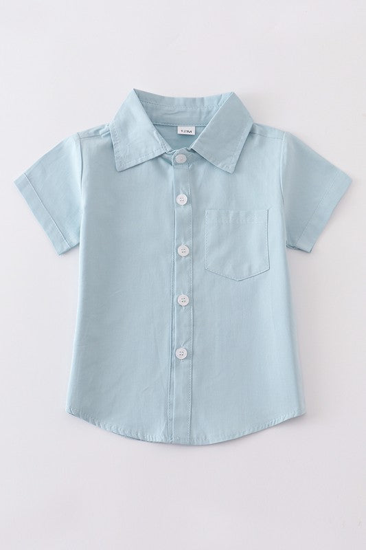 Light Blue Button-Downs Pocket Boy Shirt