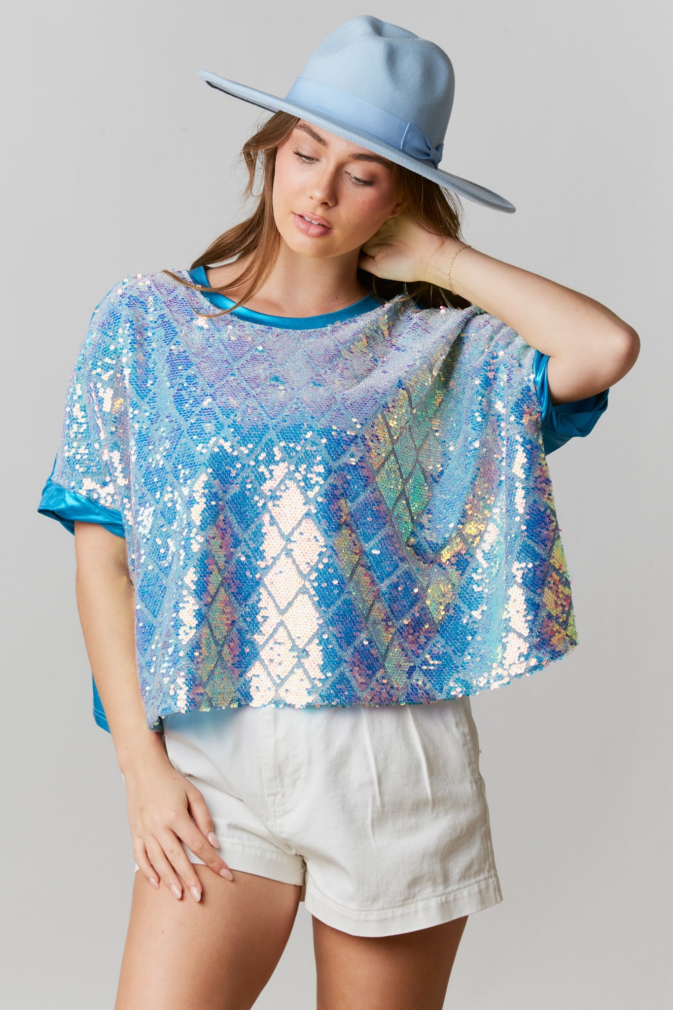 Aqua sequin hot sale top