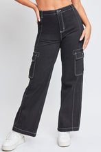 Black Junior High Rise Cargo Pant With Front Seam Detail